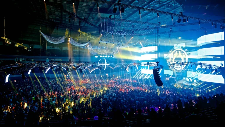 Arena show with lighting design